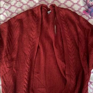 Red cardigan